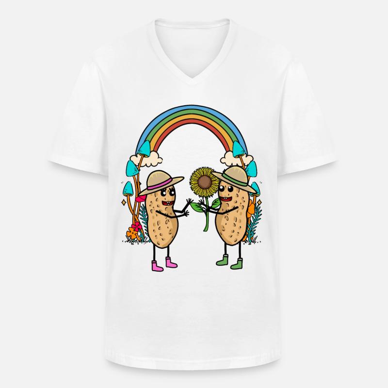 Erdnuss Regenbogen Freunde Freundschaft Blume - Männer-T-Shirt mit V-Ausschnitt - Weiß