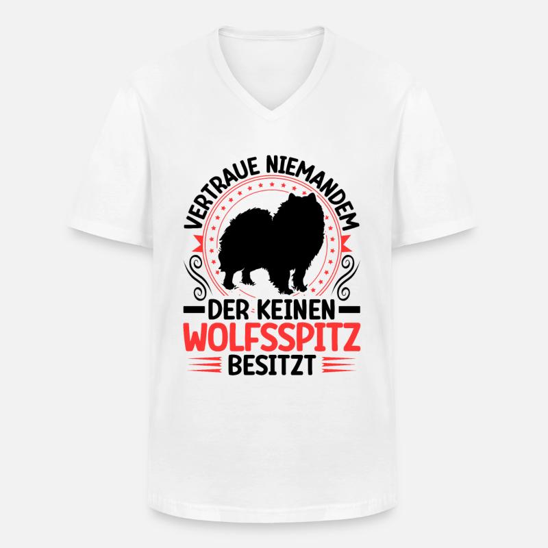 Wolfsspitz Ich besitze einen Keeshond - Männer-T-Shirt mit V-Ausschnitt - Weiß