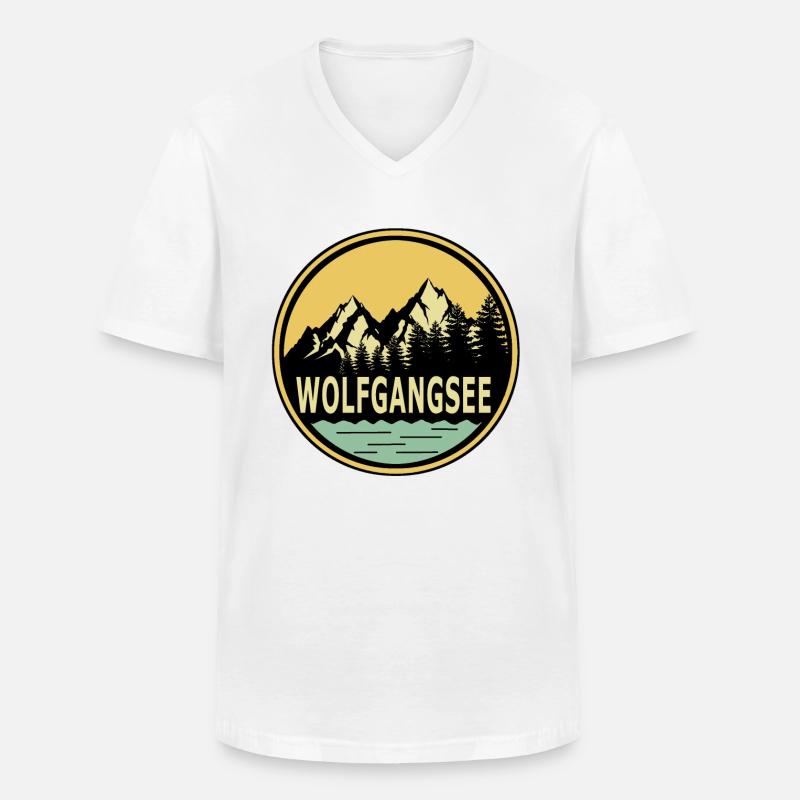 Wolfgangsee - Männer-T-Shirt mit V-Ausschnitt - Weiß