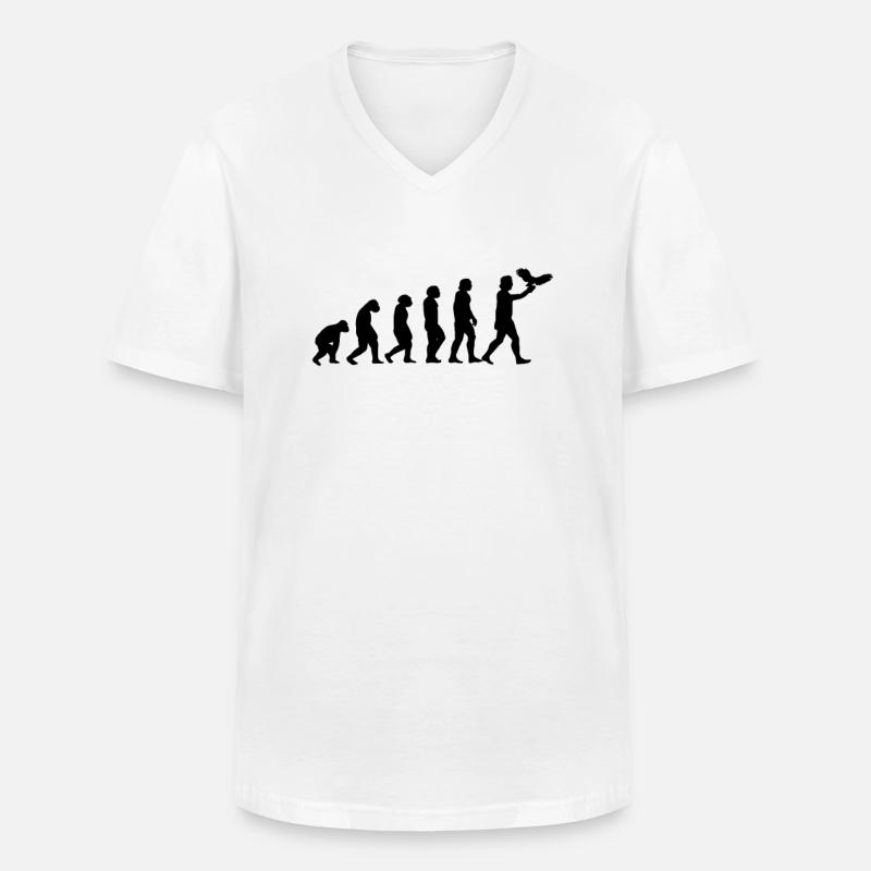 Falkner Evolution Beizjagd Falknerei - Männer-T-Shirt mit V-Ausschnitt - Weiß