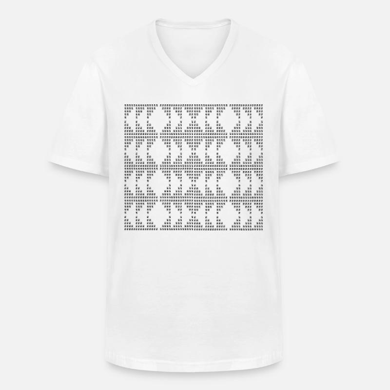 Einzigartiges D-Muster - Männer-T-Shirt mit V-Ausschnitt - Weiß
