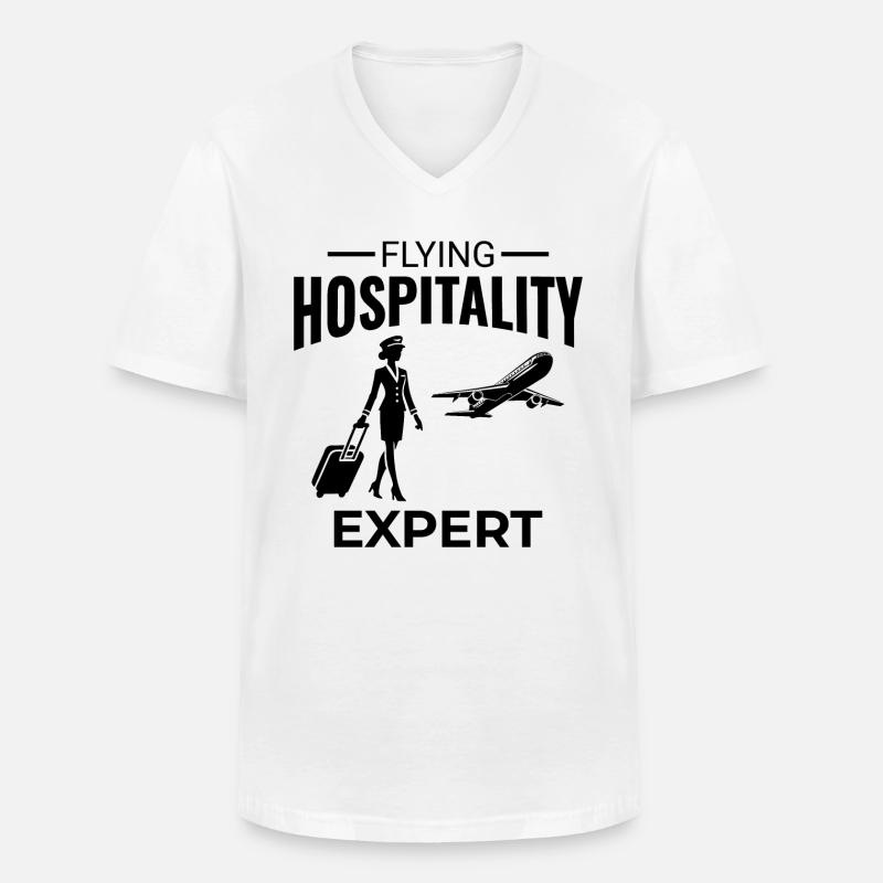 Flugbegleiter Flugbegleiter Flugbegleiterin Flugbegleiterin - Männer-T-Shirt mit V-Ausschnitt - Weiß