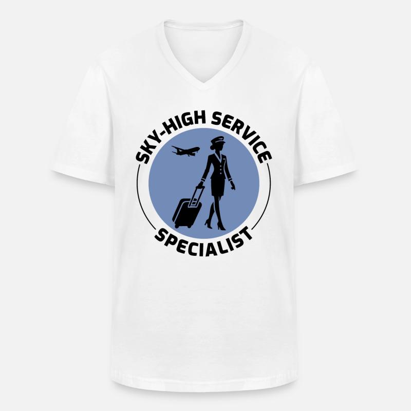 Flugbegleiter Flugbegleiter Flugbegleiterin Flugbegleiterin - Männer-T-Shirt mit V-Ausschnitt - Weiß