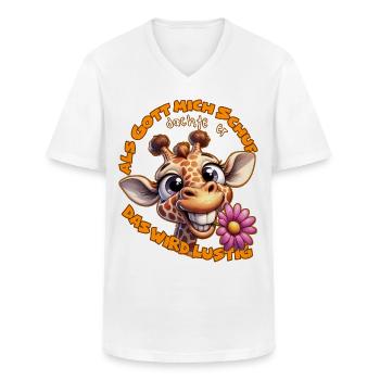Als Gott mich schuf lustige Sprüche Frauenshirt - Männer-T-Shirt mit V-Ausschnitt - Weiß - Vorne - AI Model Male 185 light (185cm)