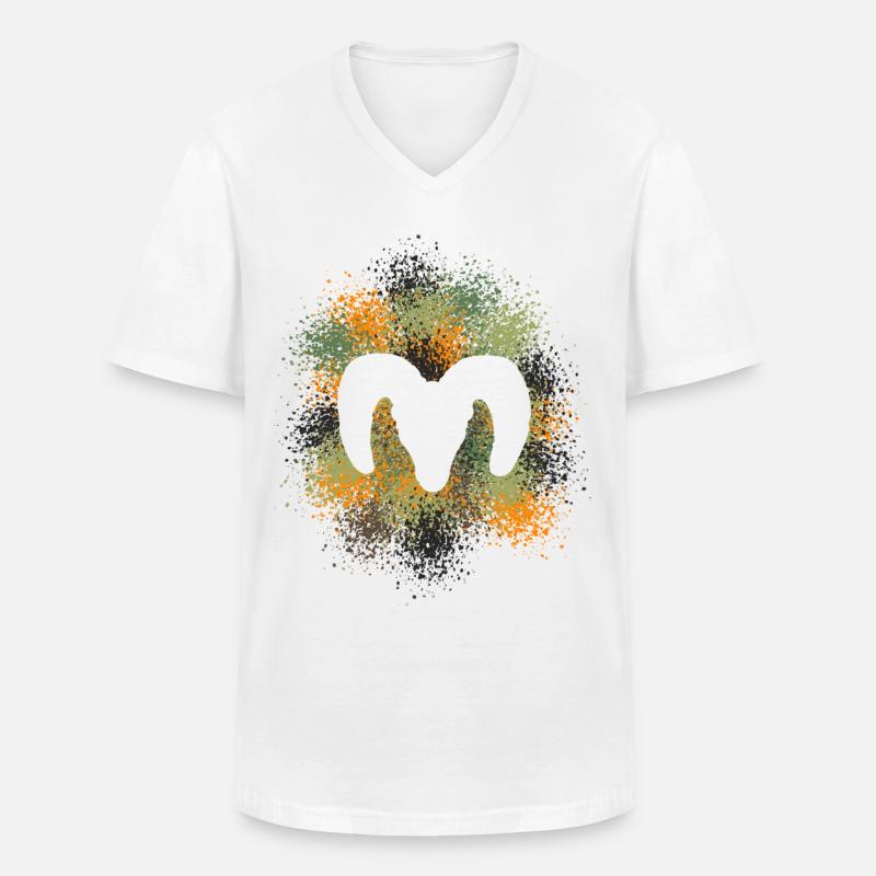 Dickhornschaf Jäger - Männer-T-Shirt mit V-Ausschnitt - Weiß