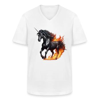 Das mächtige schwarze Einhorn - Männer-T-Shirt mit V-Ausschnitt - Weiß - Vorne - AI Model Male 185 light (185cm)
