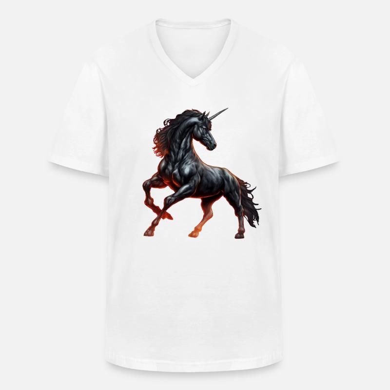 Das mächtige schwarze Einhorn - Männer-T-Shirt mit V-Ausschnitt - Weiß