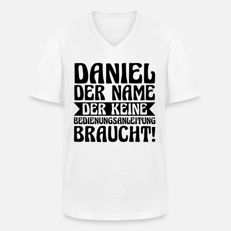 Vorname Daniel - Männer-T-Shirt mit V-Ausschnitt - Weiß