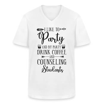 School Counselor Coffee I Like To - Men's V-Neck T-Shirt - white - Front - AI Model Male 185 light (185cm)