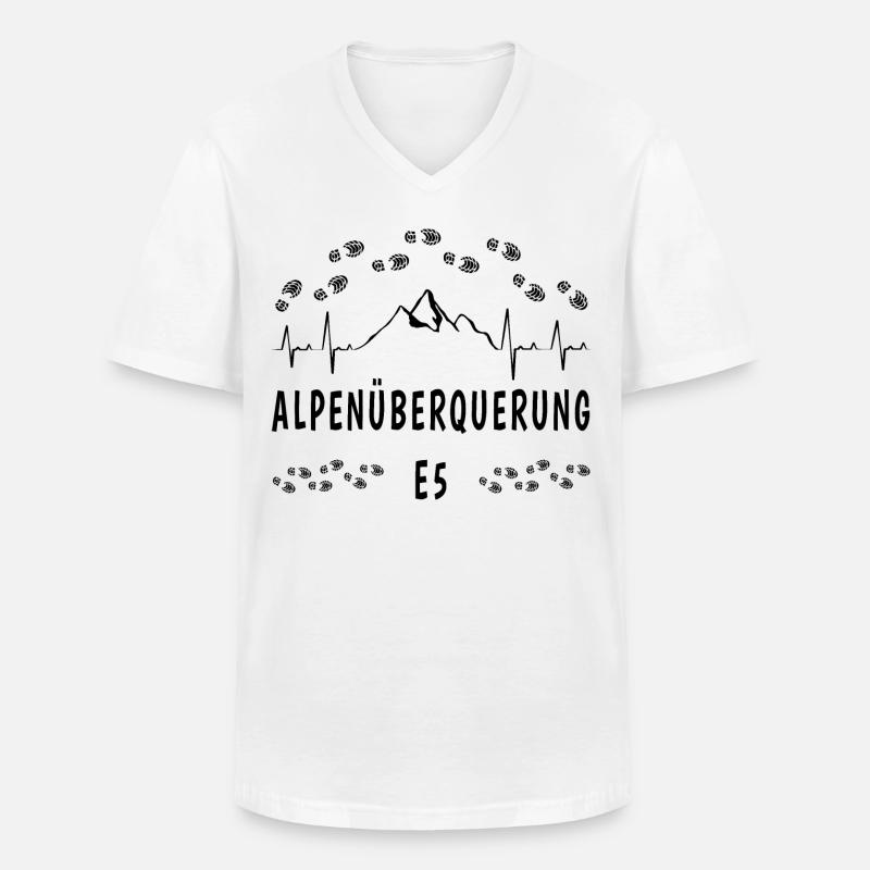 E5 Alpenüberquerung - Männer-T-Shirt mit V-Ausschnitt - Weiß