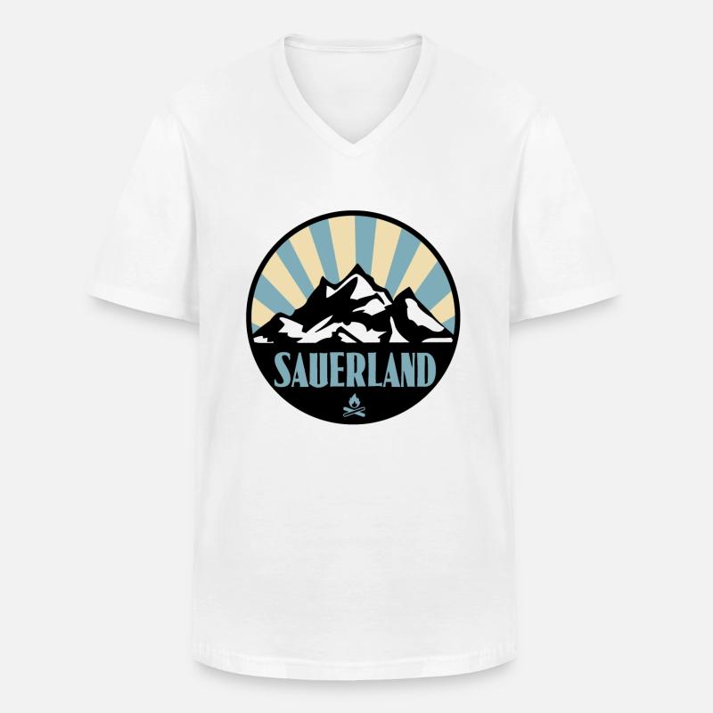 Sauerland - Männer-T-Shirt mit V-Ausschnitt - Weiß