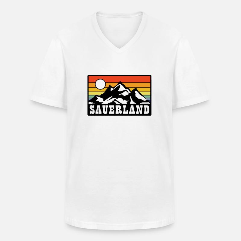Sauerland - Männer-T-Shirt mit V-Ausschnitt - Weiß