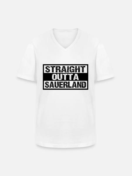 Sauerland - Männer-T-Shirt mit V-Ausschnitt - Weiß