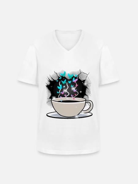 Kaffee Kaffeetasse Koffein - Männer-T-Shirt mit V-Ausschnitt - Weiß