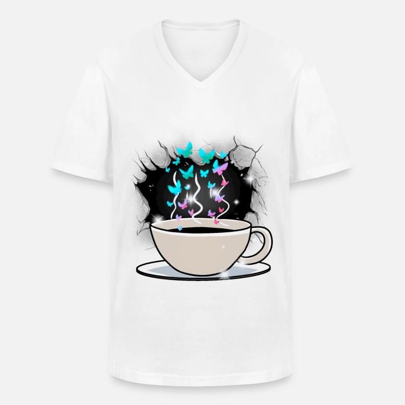Kaffee Kaffeetasse Koffein - Männer-T-Shirt mit V-Ausschnitt - Weiß