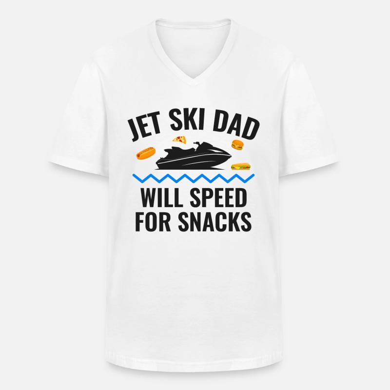 Jetski-Papa – wird für Snacks rasen - Männer-T-Shirt mit V-Ausschnitt - Weiß