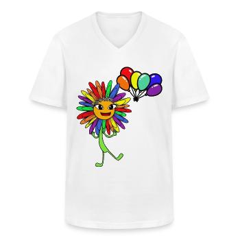 LGBT Sonnenblume Gay Pride Luftballons Regenbogen - Männer-T-Shirt mit V-Ausschnitt - Weiß - Vorne - AI Model Male 185 light (185cm)