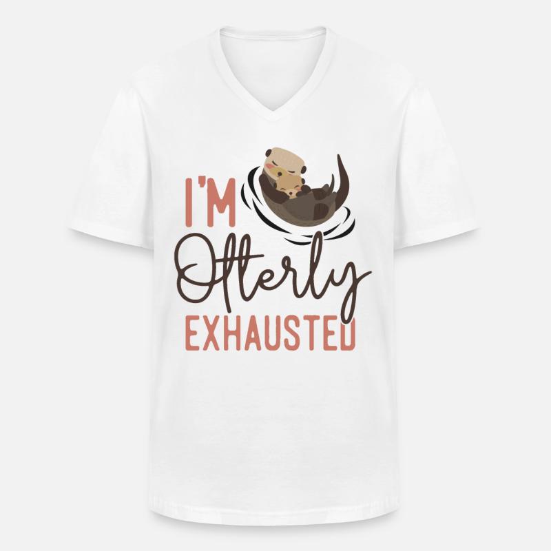 Otter I'm Otterly Exhausted - Männer-T-Shirt mit V-Ausschnitt - Weiß