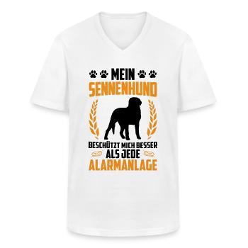 Sennenhond beter dan alarm Zwitserse Sennenhond - Klassiek mannen T-shirt met V-hals - wit - Voor - AI Model Male 185 light (185cm)