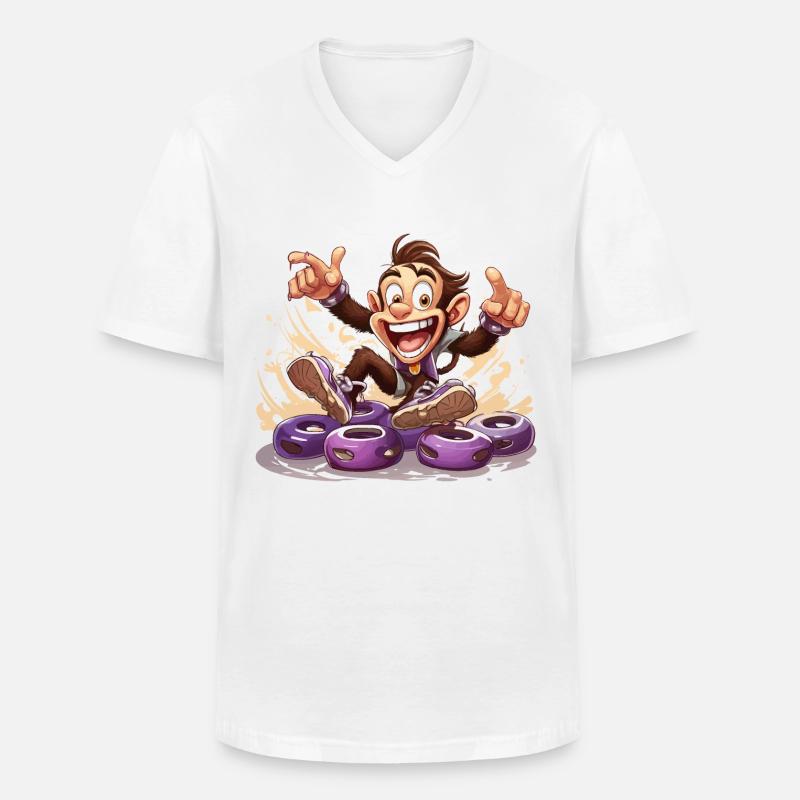 Der Koffeinroller - Männer-T-Shirt mit V-Ausschnitt - Weiß