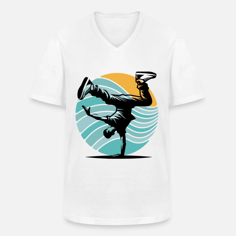 Breakdance - Männer-T-Shirt mit V-Ausschnitt - Weiß
