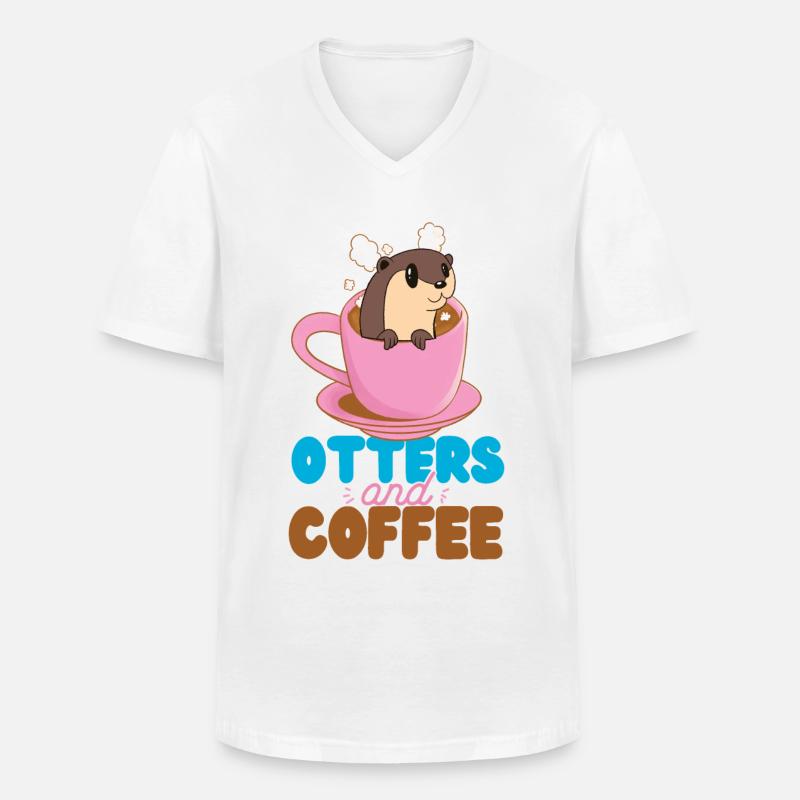 Otter Coffee Otters And Coffee - Männer-T-Shirt mit V-Ausschnitt - Weiß