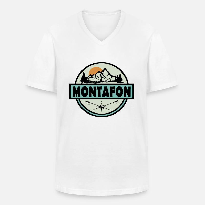 Montafon - Männer-T-Shirt mit V-Ausschnitt - Weiß