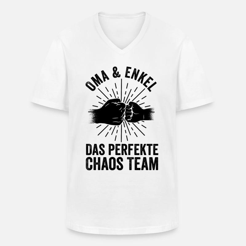 Großmutter Enkel Oma - Männer-T-Shirt mit V-Ausschnitt - Weiß