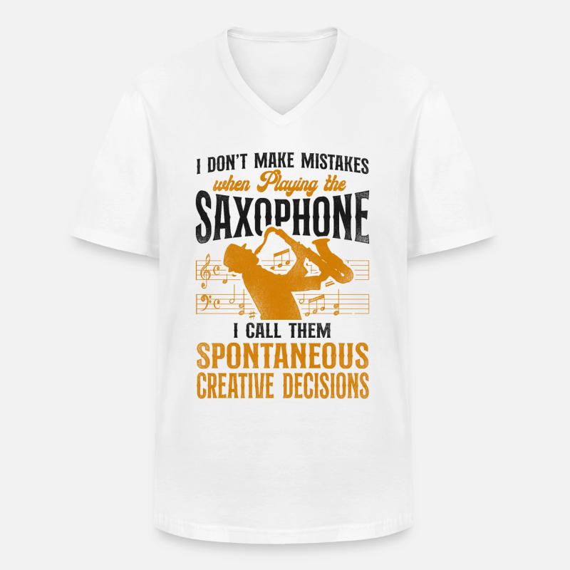 Saxophone I Don't Make Mistakes - Männer-T-Shirt mit V-Ausschnitt - Weiß