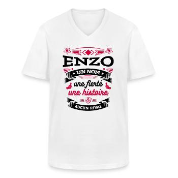 ENZO UN NOM UNE FIERTÉ AUCUN RIVAL - T-shirt col V Homme - blanc - Devant - AI Model Male 185 light (185cm)