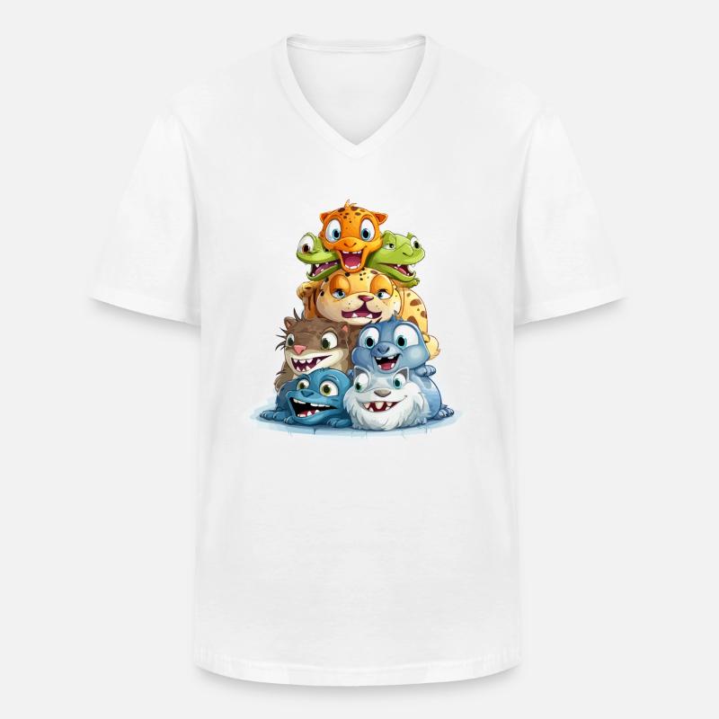 Les constructeurs de pyramides loufoques - T-shirt col V Homme - blanc
