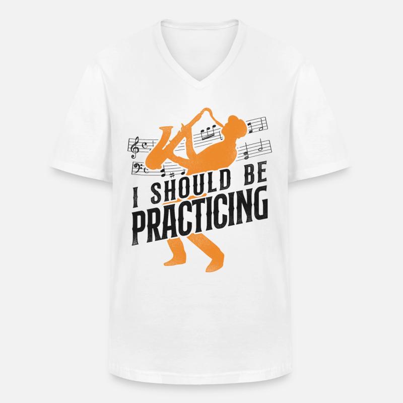 Saxophone I Should Be Practicing - Männer-T-Shirt mit V-Ausschnitt - Weiß