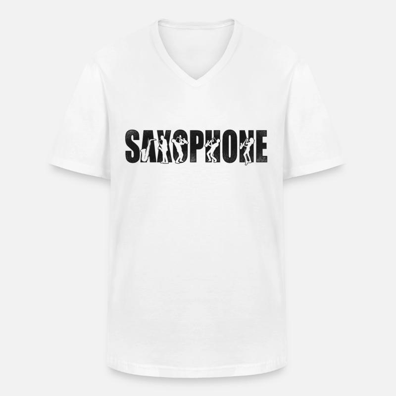 Saxophone Saxophone - Männer-T-Shirt mit V-Ausschnitt - Weiß