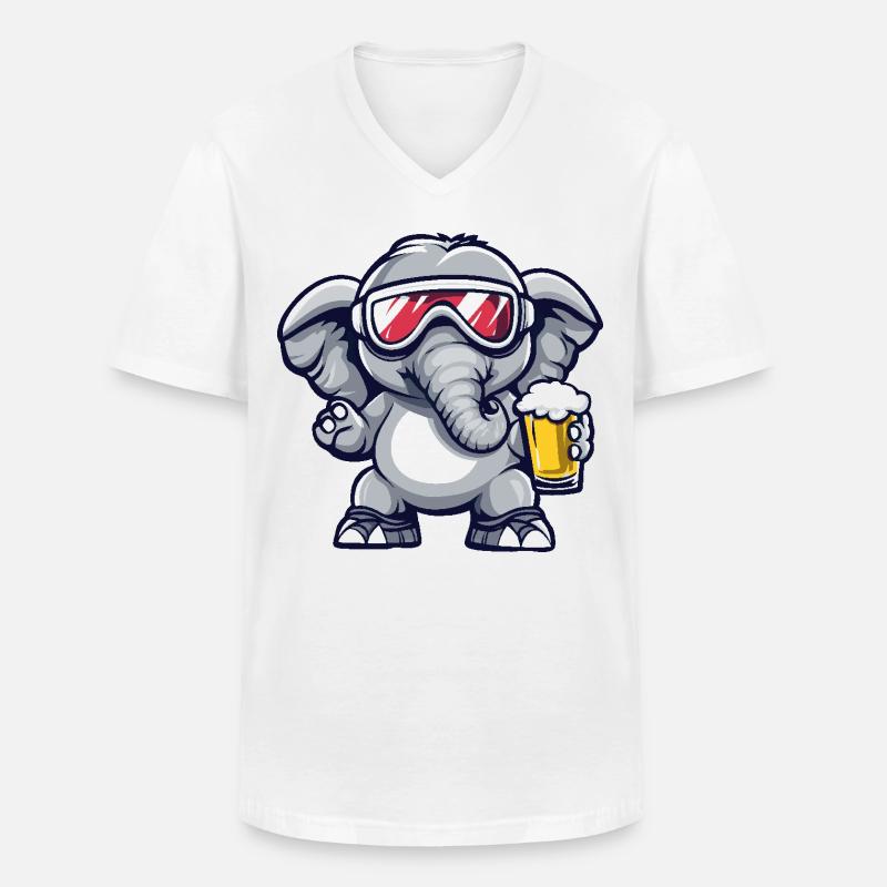 Elefant Apres Ski Bier - Männer-T-Shirt mit V-Ausschnitt - Weiß