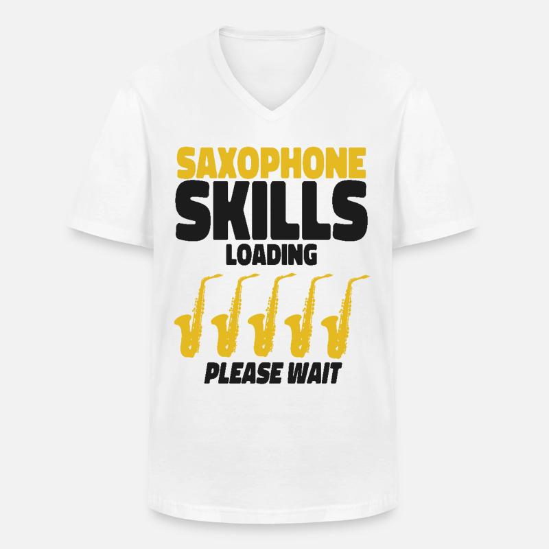 Saxophone Saxophone Skills Loading - Männer-T-Shirt mit V-Ausschnitt - Weiß