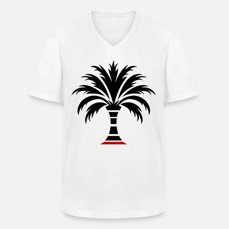 Palme Insel - Männer-T-Shirt mit V-Ausschnitt - Weiß