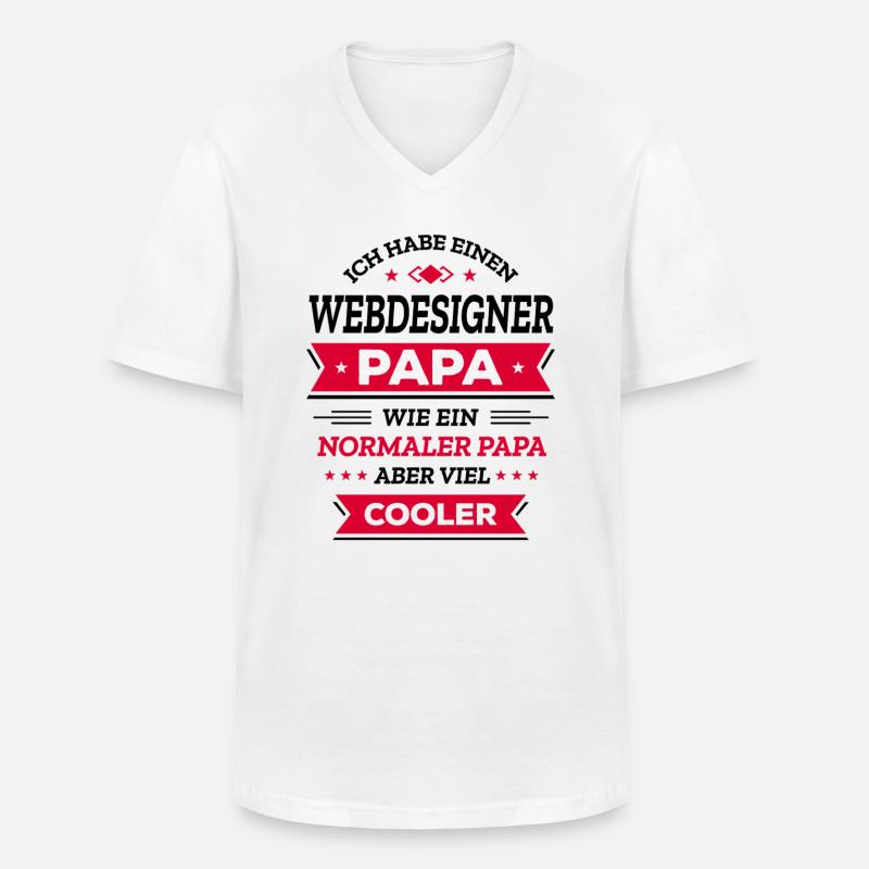 WEBDESIGNER PAPA: COOL, DIGITAL, INNOVATIV - Männer-T-Shirt mit V-Ausschnitt - Weiß