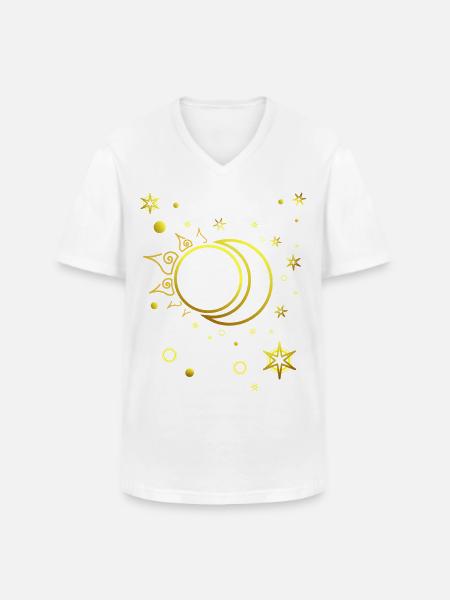 Sol, Måne og Stjerner Spirituel astrologi - Klassisk herre T-shirt med V-udskæring - hvid
