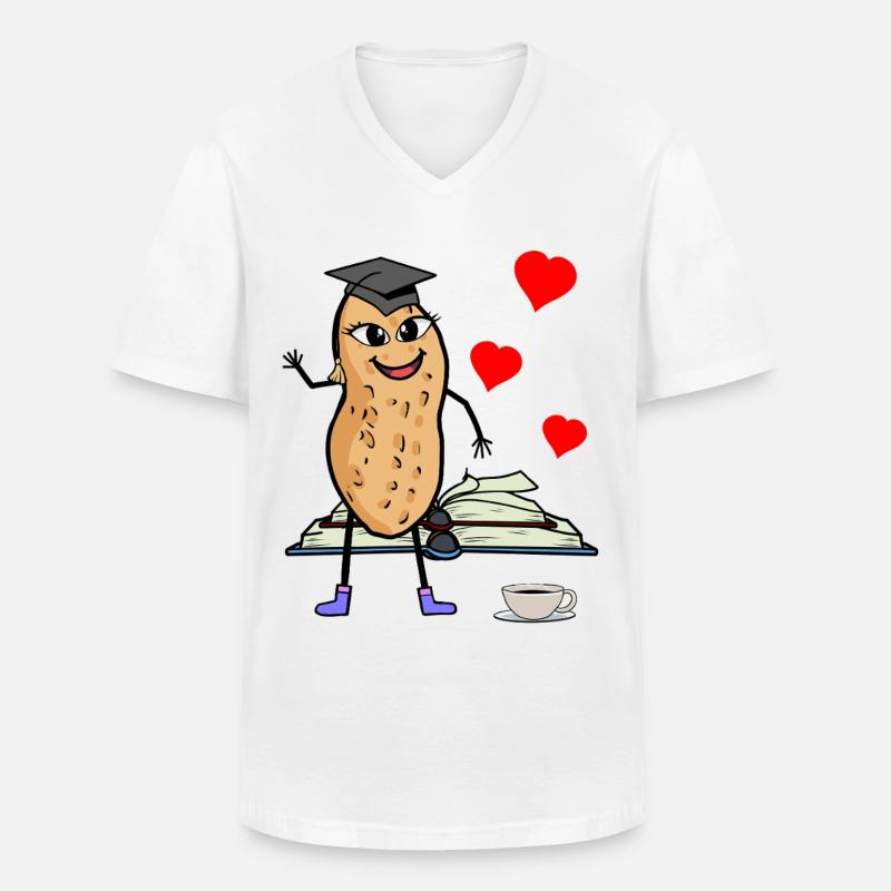 Erdnuss Studentin Studieren Studium Uni - Männer-T-Shirt mit V-Ausschnitt - Weiß