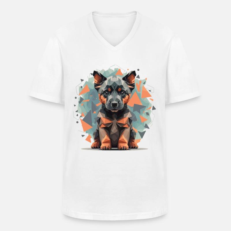 Low-Poly Deutscher Schäferhund - Männer-T-Shirt mit V-Ausschnitt - Weiß