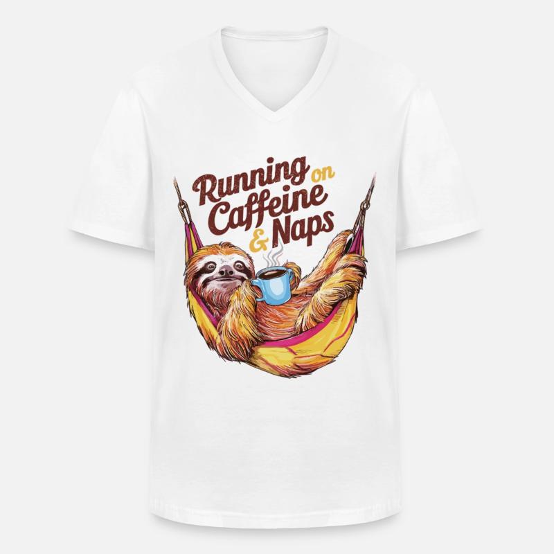 Kaffee, Nickerchen, Wiederholung - Männer-T-Shirt mit V-Ausschnitt - Weiß