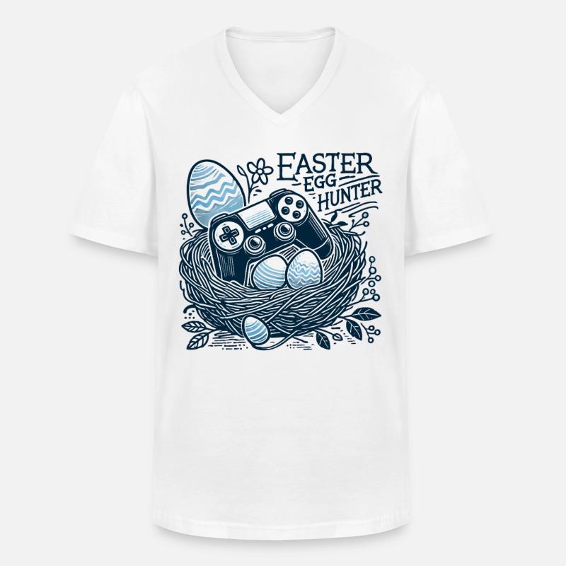 Oster Eierjäger Gaming Controller Nest - Männer-T-Shirt mit V-Ausschnitt - Weiß