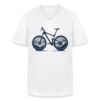 Fahrrad Abenteuer Berge Natur Radsport - Männer-T-Shirt mit V-Ausschnitt - Weiß - Vorne - AI Model Male 185 light (185cm)