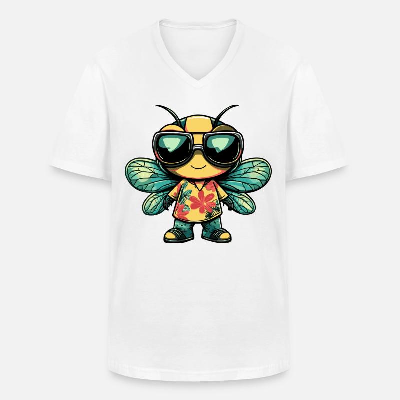 Libelle Cool Sommer - Männer-T-Shirt mit V-Ausschnitt - Weiß