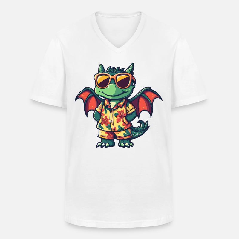 Drache Cool Sommer - Männer-T-Shirt mit V-Ausschnitt - Weiß