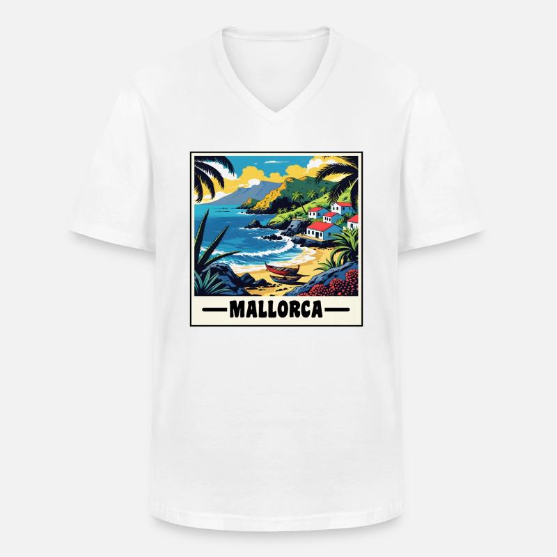 Mallorca - Männer-T-Shirt mit V-Ausschnitt - Weiß