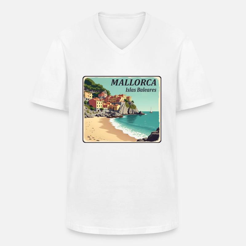 Mallorca - Männer-T-Shirt mit V-Ausschnitt - Weiß