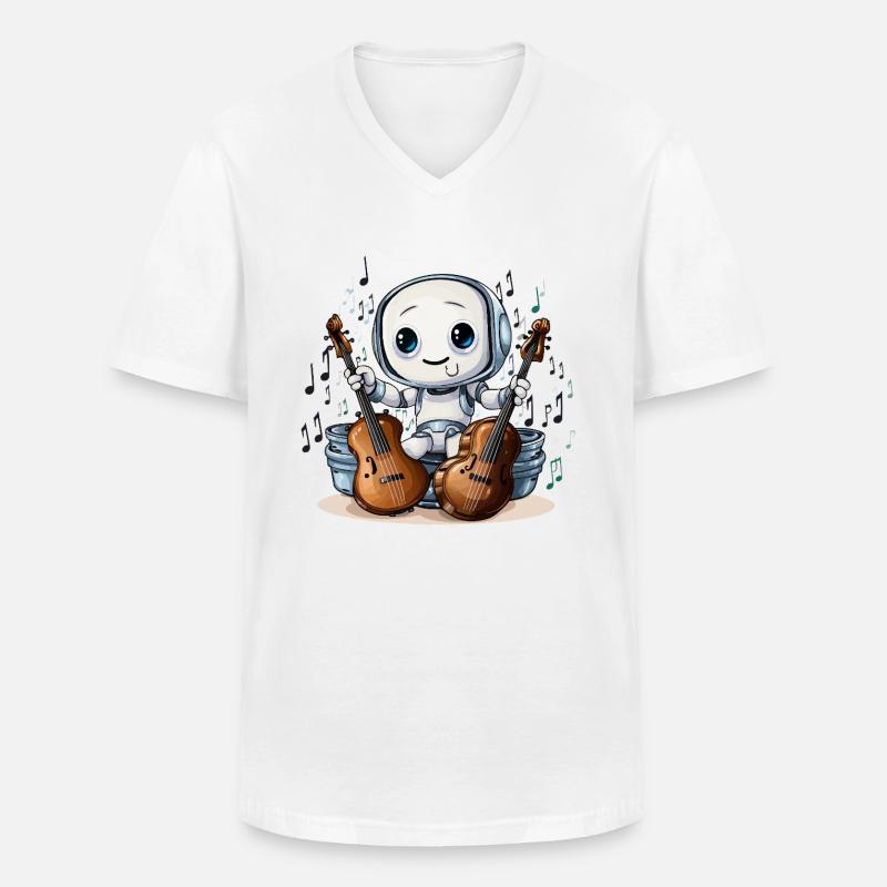 Der robotische Cellist - Männer-T-Shirt mit V-Ausschnitt - Weiß