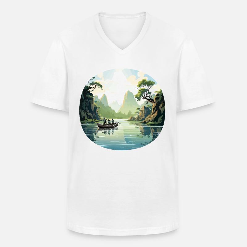 Die Flusswanderer - Männer-T-Shirt mit V-Ausschnitt - Weiß