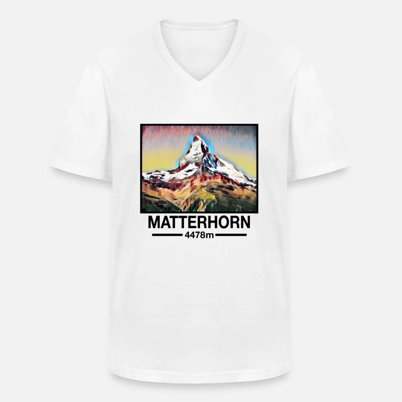 Matterhorn - Männer-T-Shirt mit V-Ausschnitt - Weiß